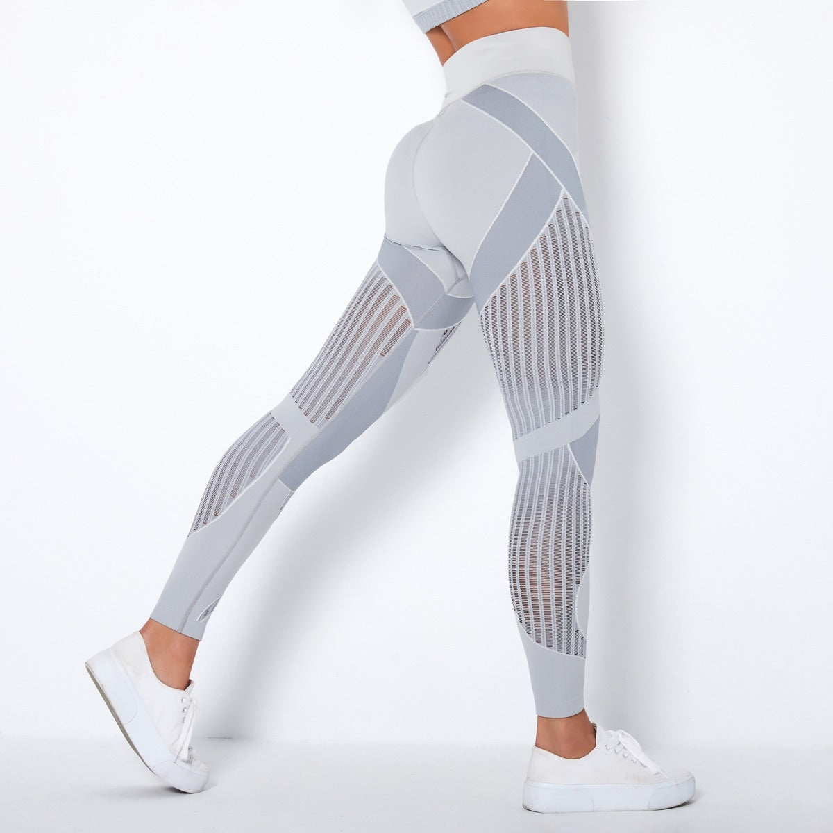 Cleona | High-Waist Mesh Panel Ankle Leggings