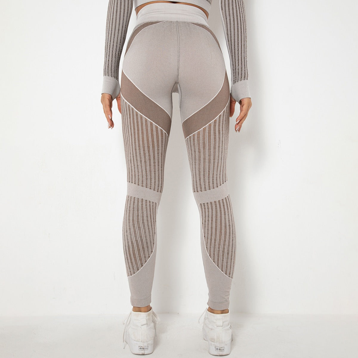 Cleona | High-Waist Mesh Panel Ankle Leggings