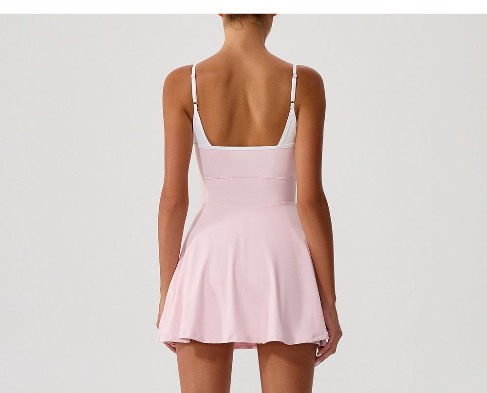 Valeria | Short Sleeve Fit-and-Flare Athletic Midi Dress