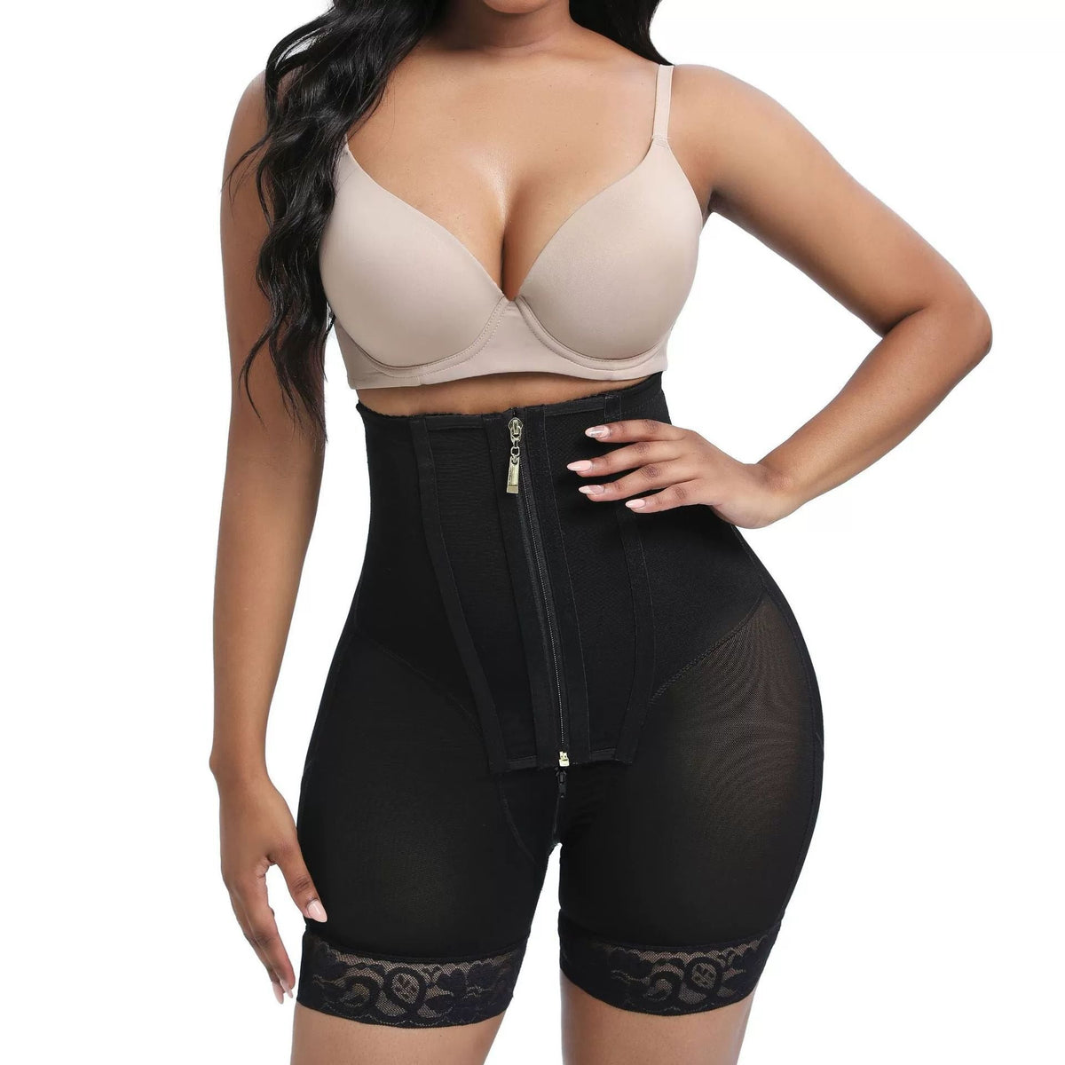 Priya | Front-Zip High-Waist Shaping Shorts