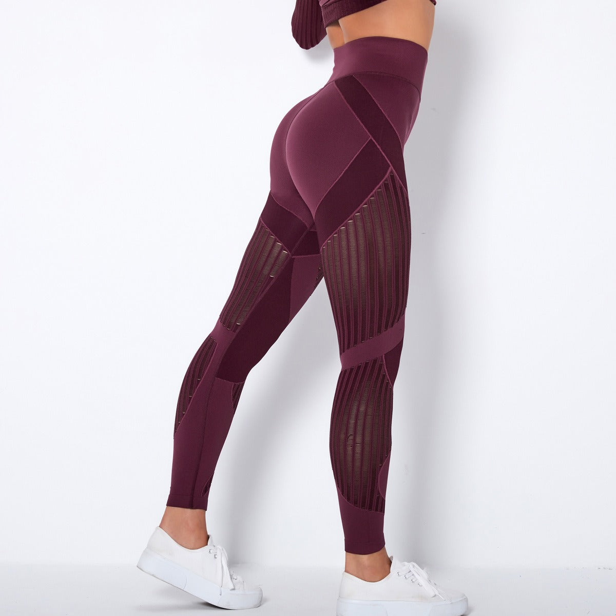 Cleona | High-Waist Mesh Panel Ankle Leggings