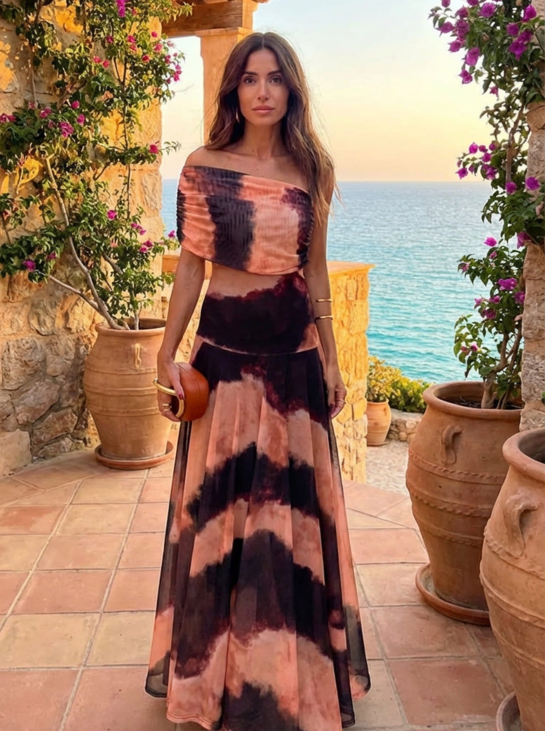 Nora | Off-Shoulder Gradient Print Maxi Dress