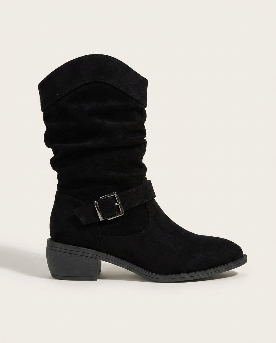 Frankie | Slouchy Suede-Look Western Ankle Boots
