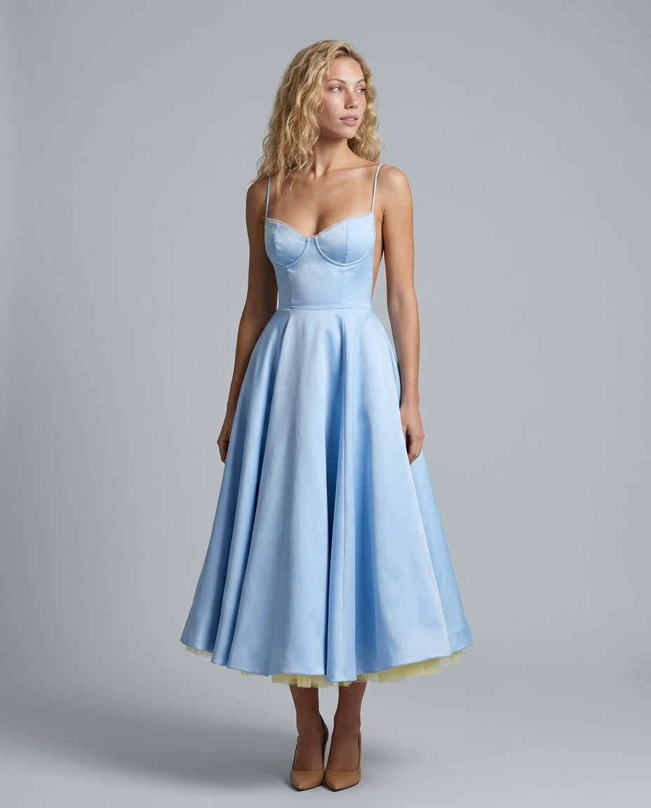 Amara | A-Line Satin-Look Evening Maxi Dress