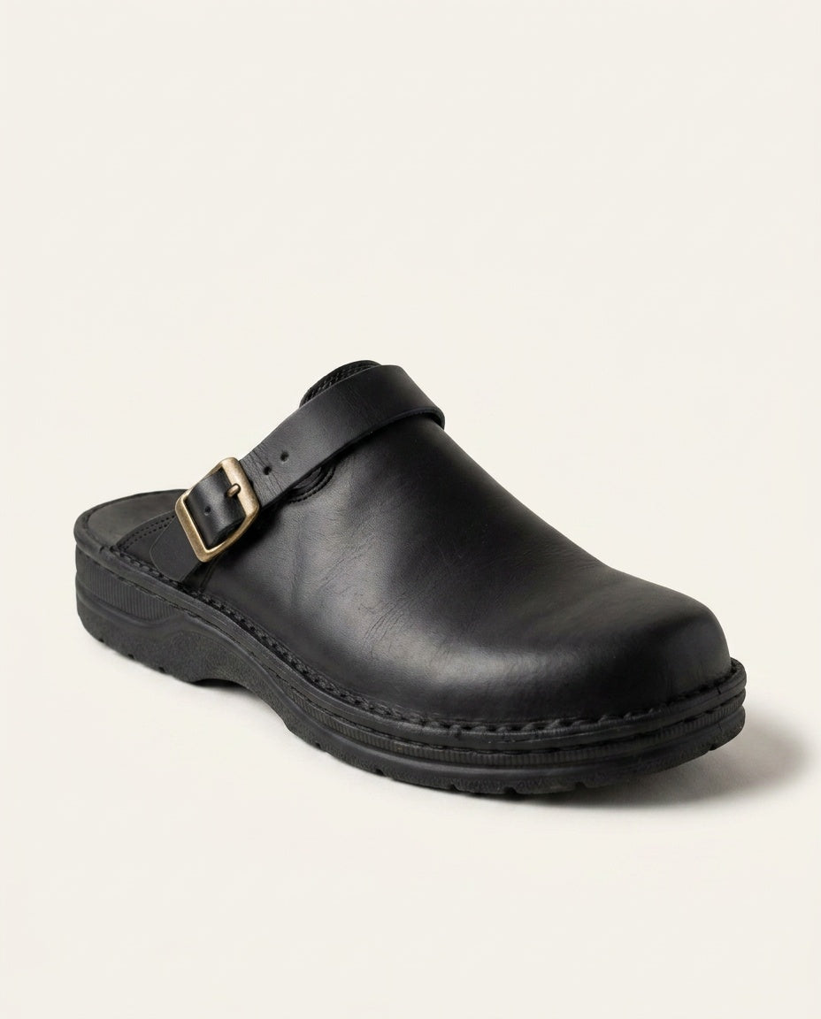 Alden | Rounded Toe Leather-Look Clogs