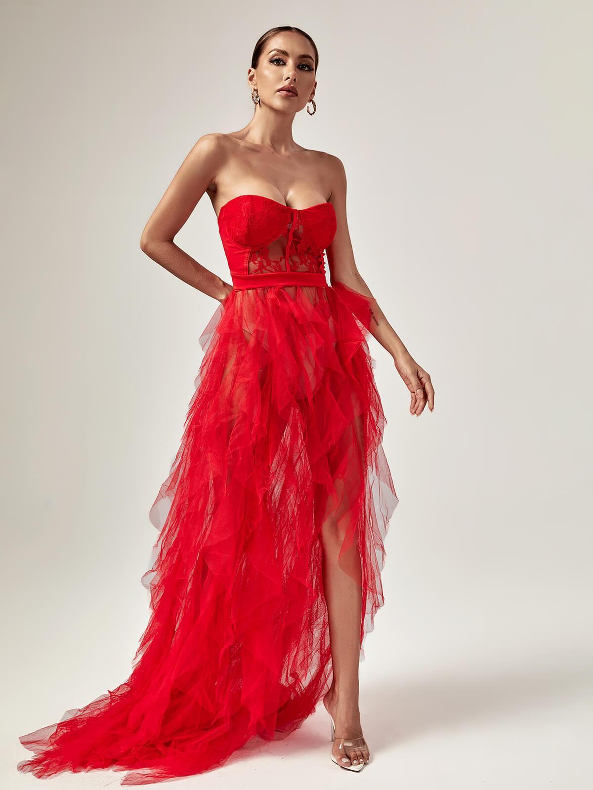Cosette | Tulle Black Tie Maxi Dress