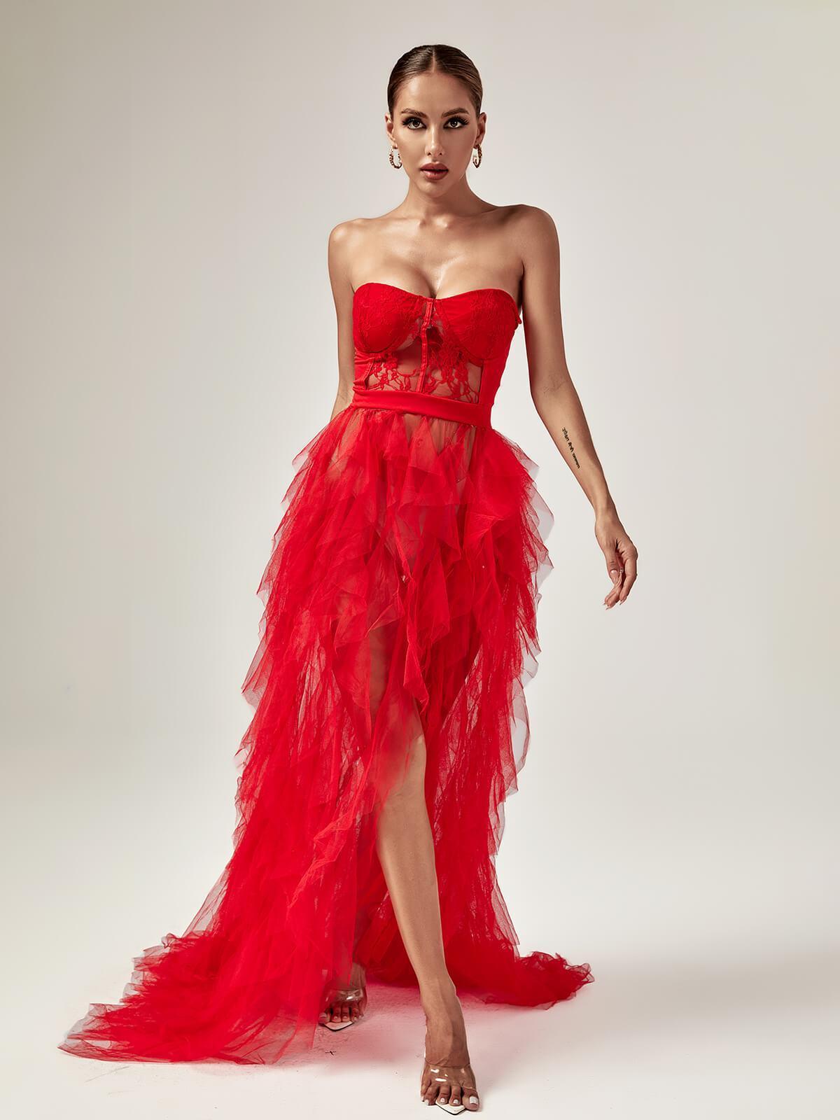 Cosette | Tulle Black Tie Maxi Dress