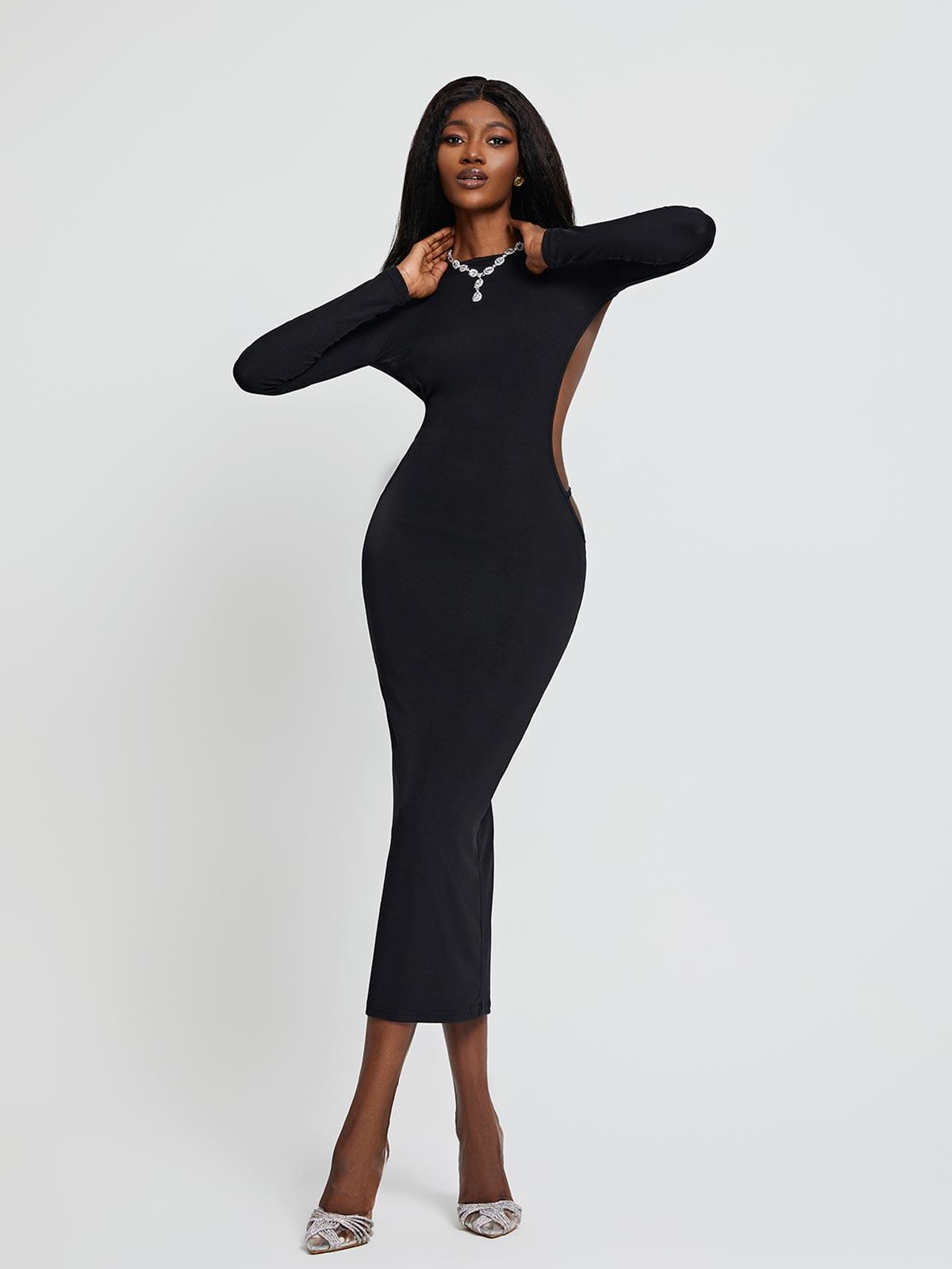 Dove | Long Sleeve Backless Midi Dress