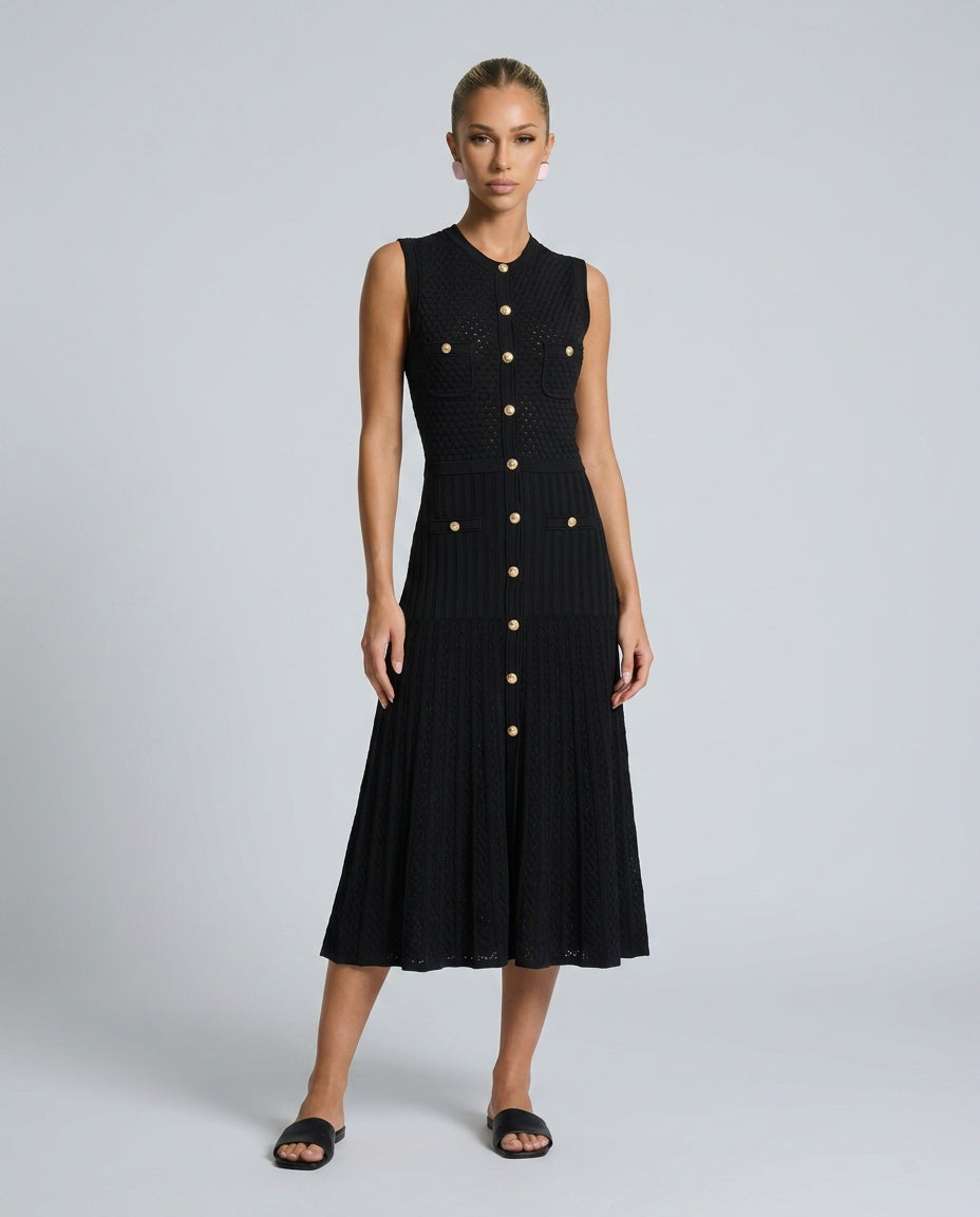 Catalina | Sleeveless Flared Knit Midi Dress