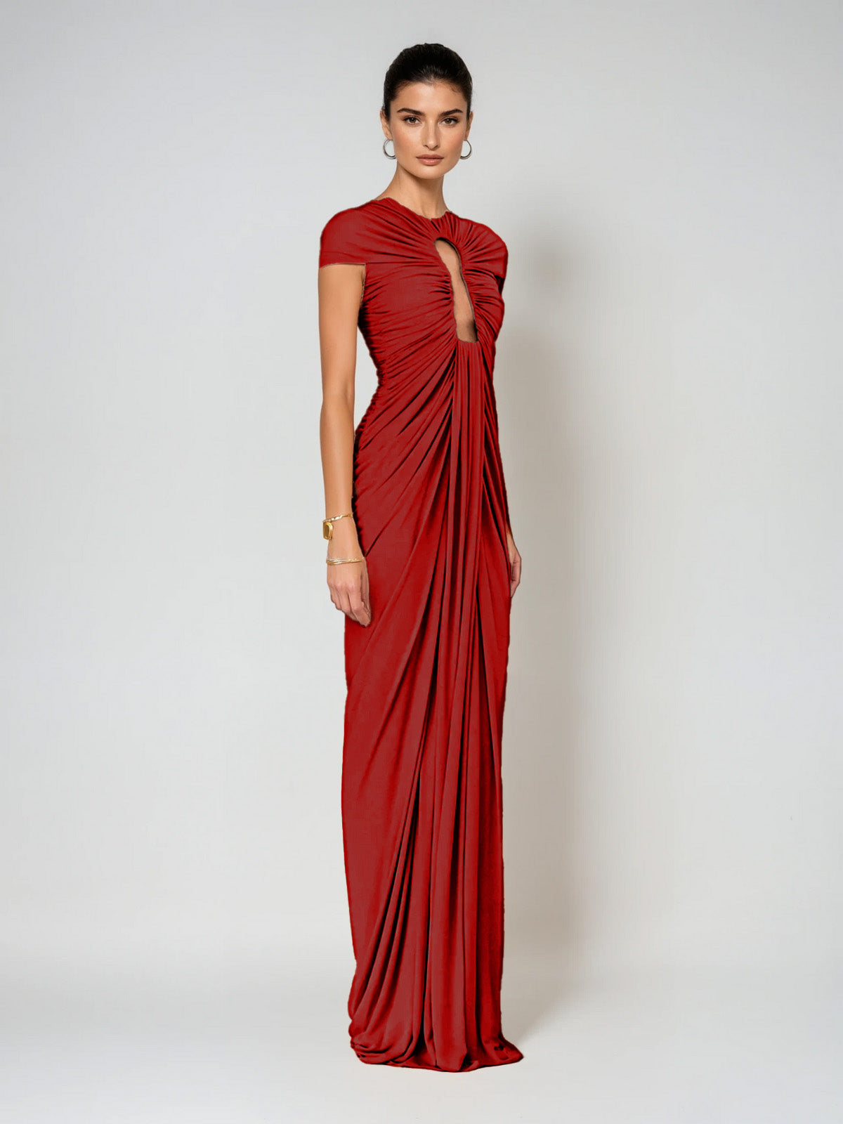 Reva | Cutout Ruched Draped Maxi Dress