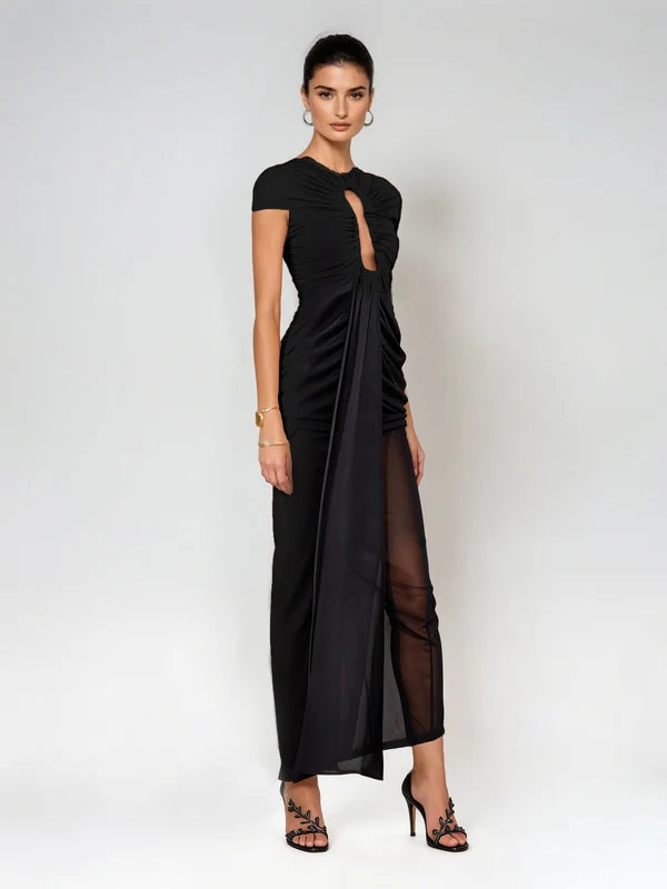 Reva | Cutout Ruched Draped Maxi Dress