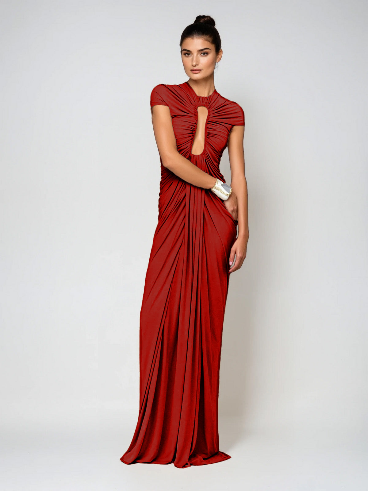 Reva | Cutout Ruched Draped Maxi Dress