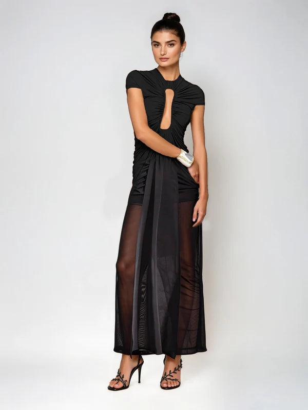 Reva | Cutout Ruched Draped Maxi Dress