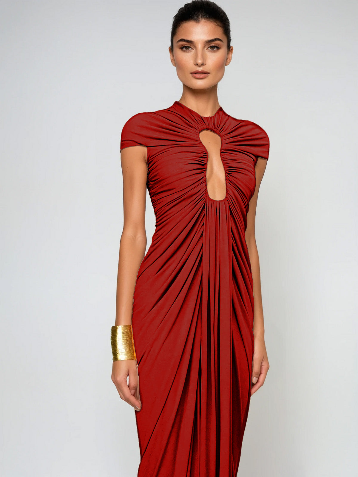 Reva | Cutout Ruched Draped Maxi Dress