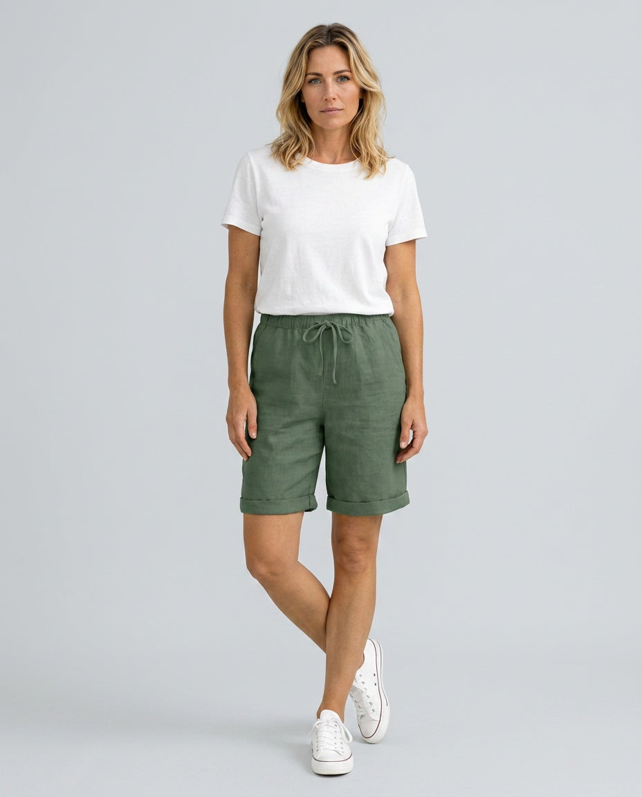 Alejandra | Relaxed Fit Linen-Blend Capri Trousers