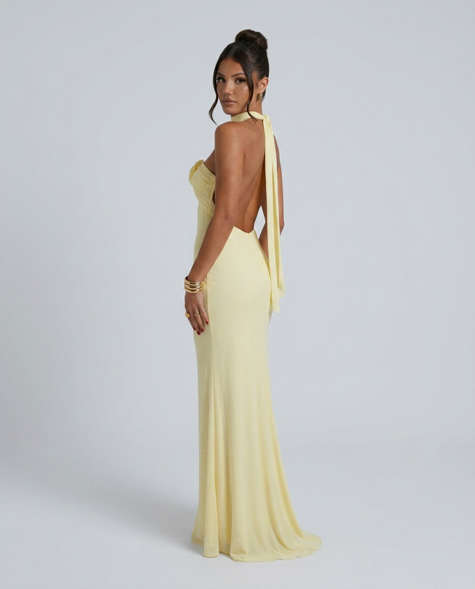 Gardenia | Strapless Rose Corsage Maxi Dress