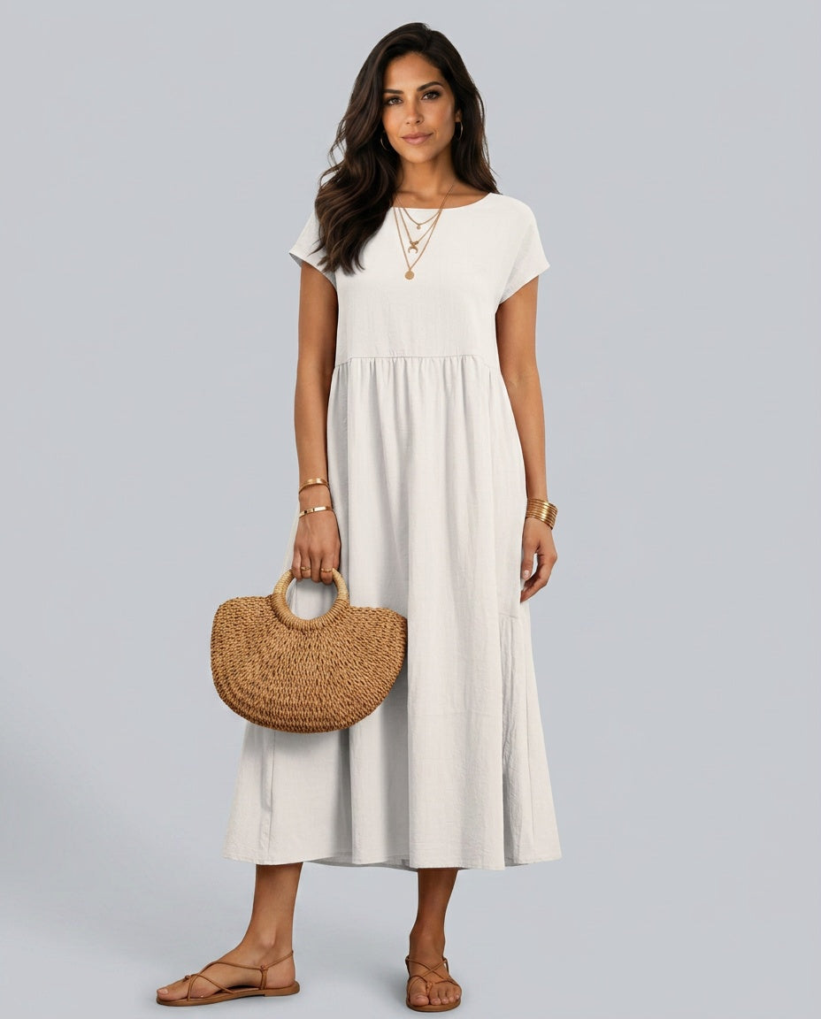 Skylar | Loose Fit Flowy Linen-Blend Maxi Dress