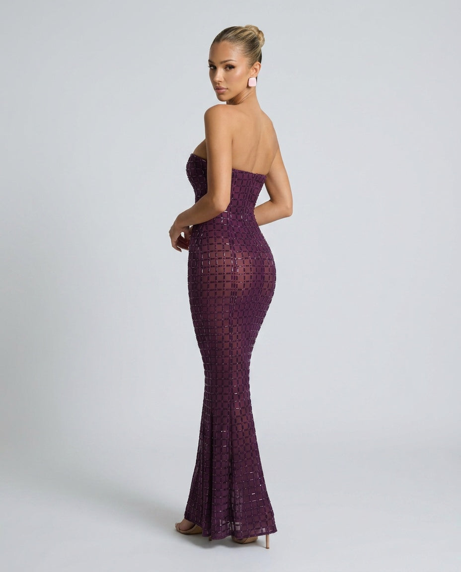 Bianca | Embellished Strapless Fishtail Maxi Dress