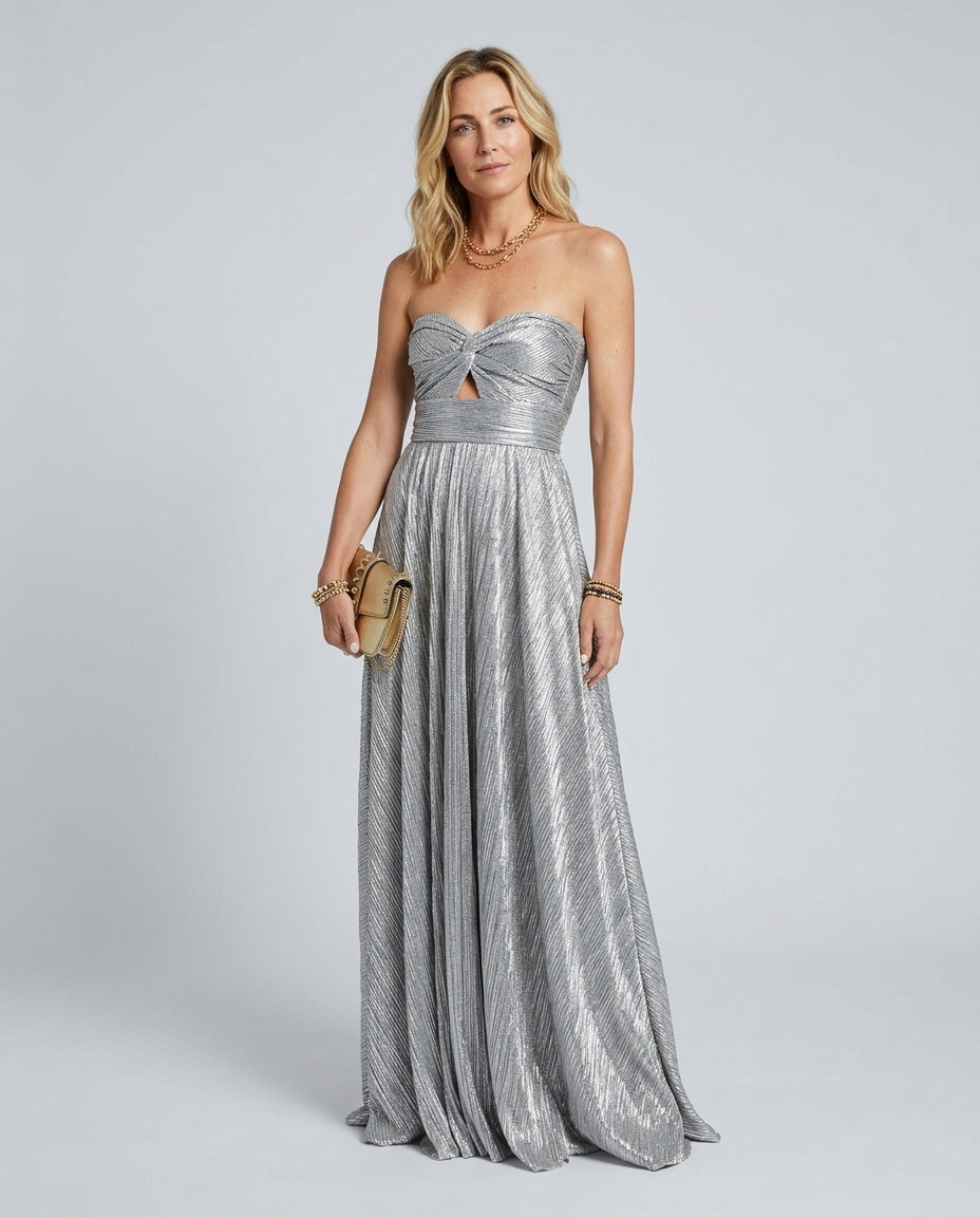 Cora | Strapless Glitter Maxi Dress