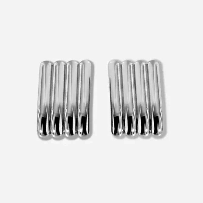 Peyton | Ribbed Column Rectangular Statement Stud Earrings