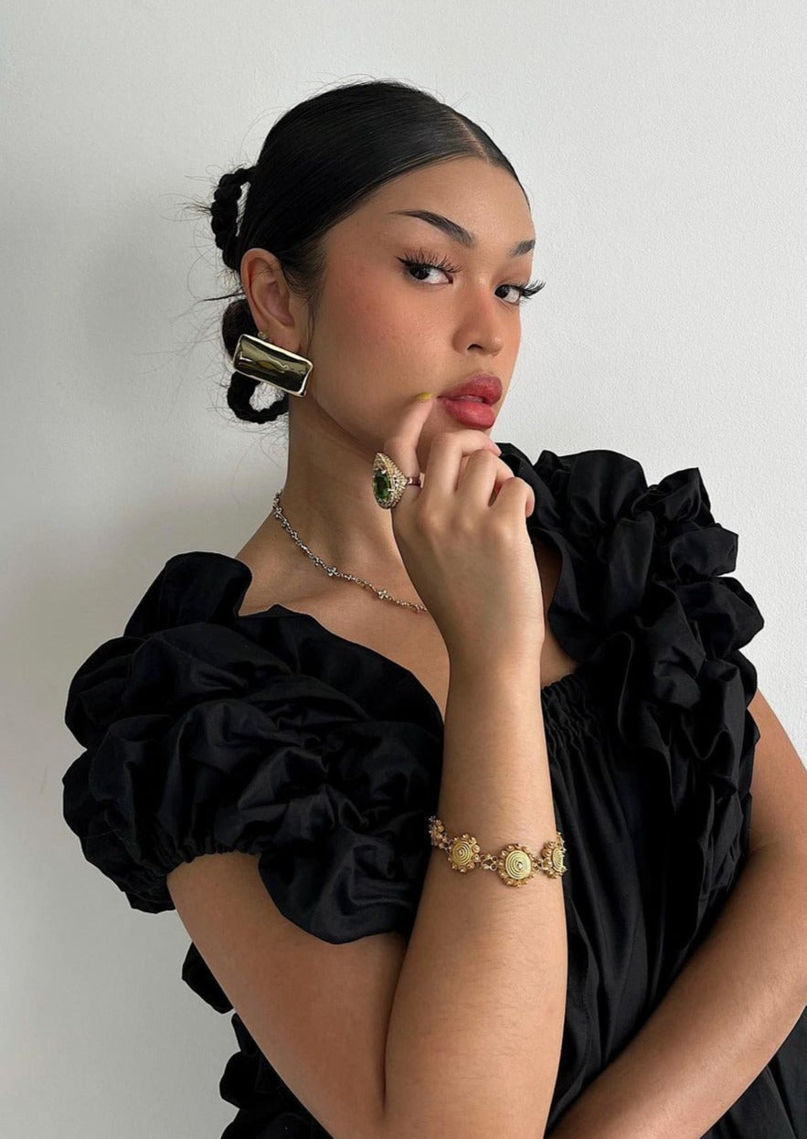 Lorena | Sculptural Rectangular Polished Statement Stud Earrings