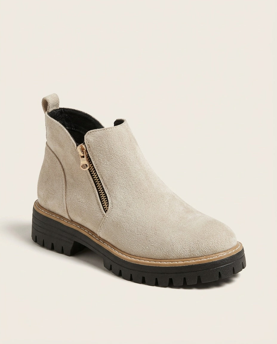 Rosa | Chunky Sole Zip Ankle Boots