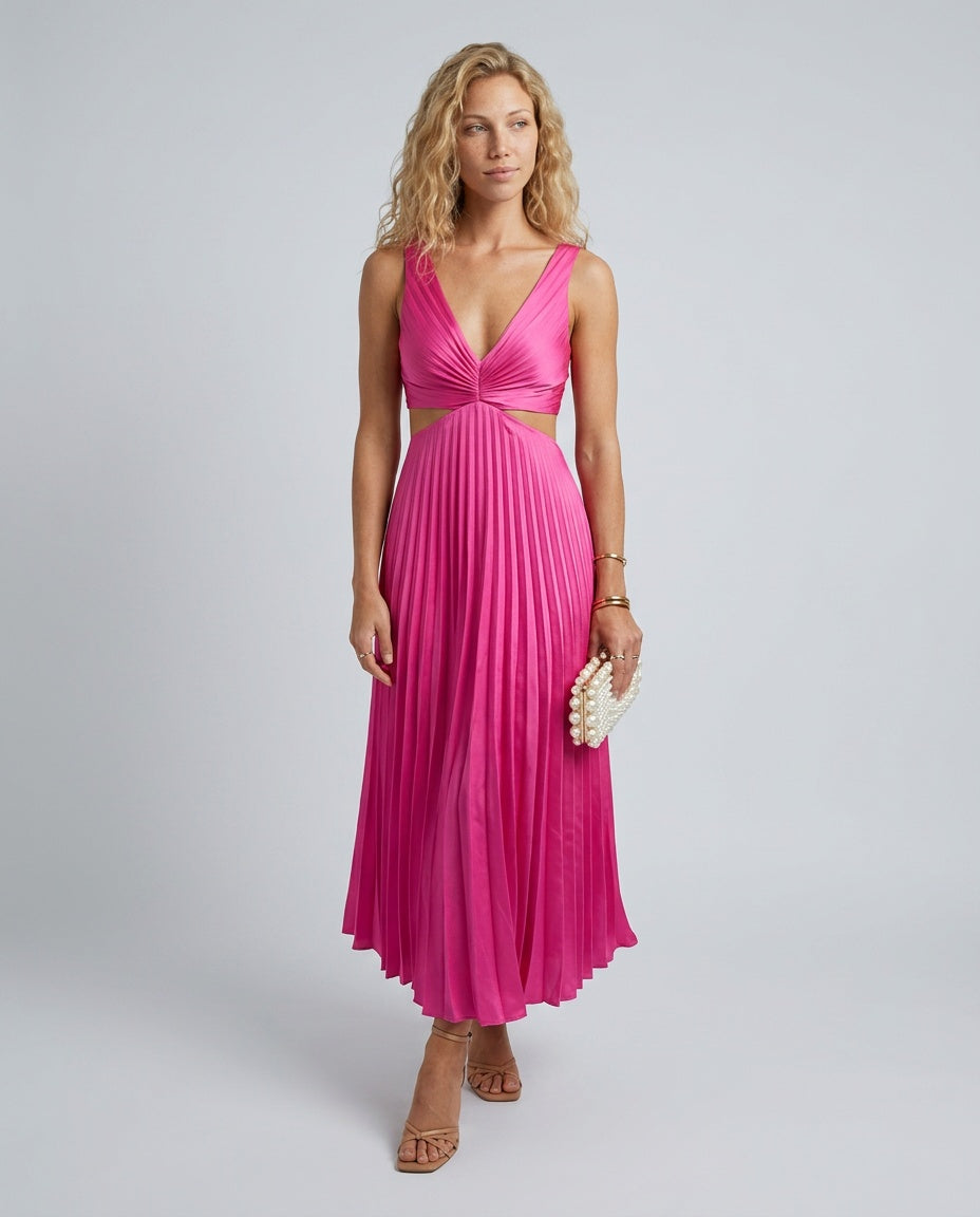 Odalys | Pleated Cutout Midi Dress