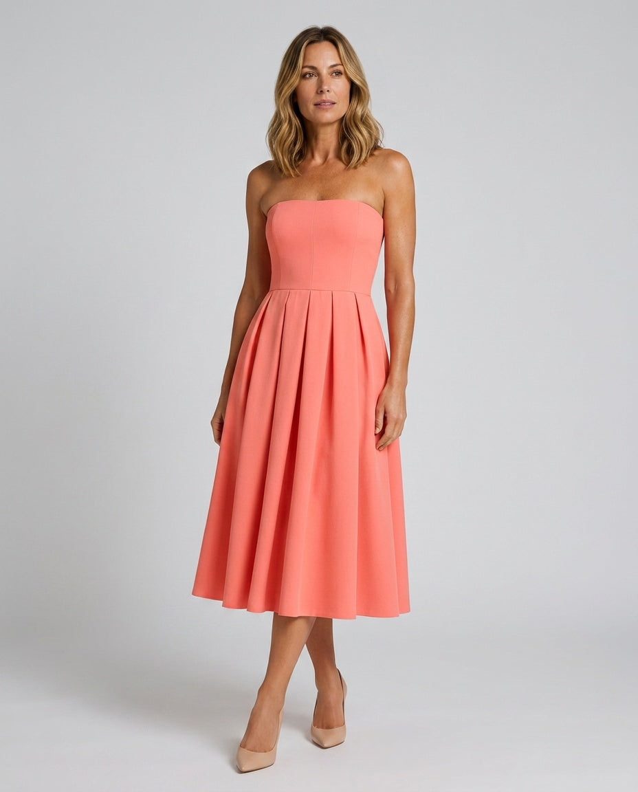 Layla | Strapless Flared Midi Dress