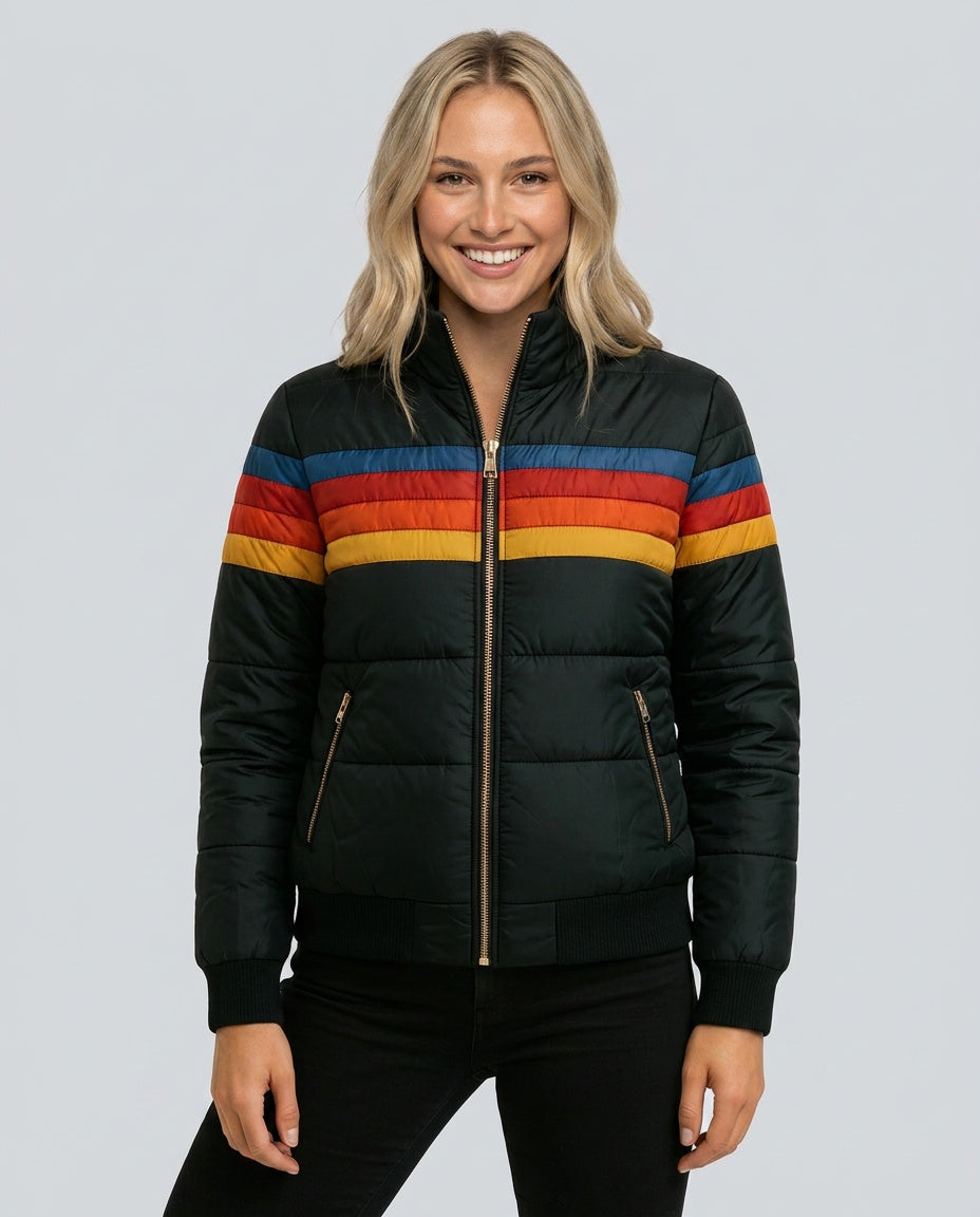 Gemma | Retro Striped Hooded Puffer Jacket