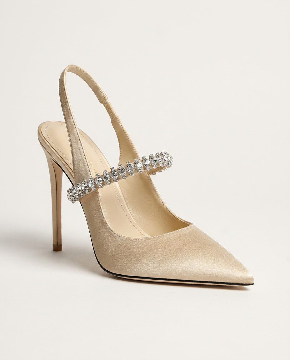 Reese | Satin-Look Pointed Toe Slingback Heels