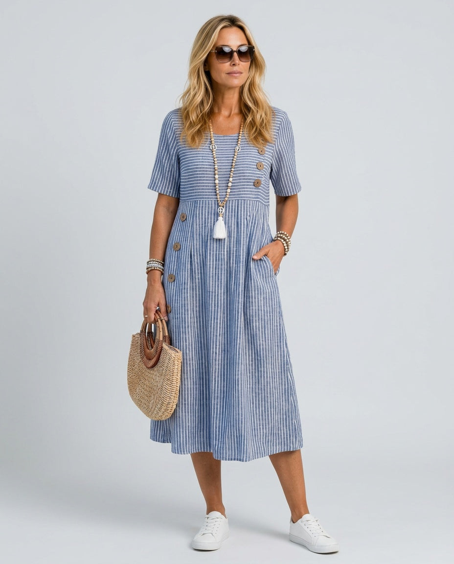 Pia | Classic Striped Midi Dress