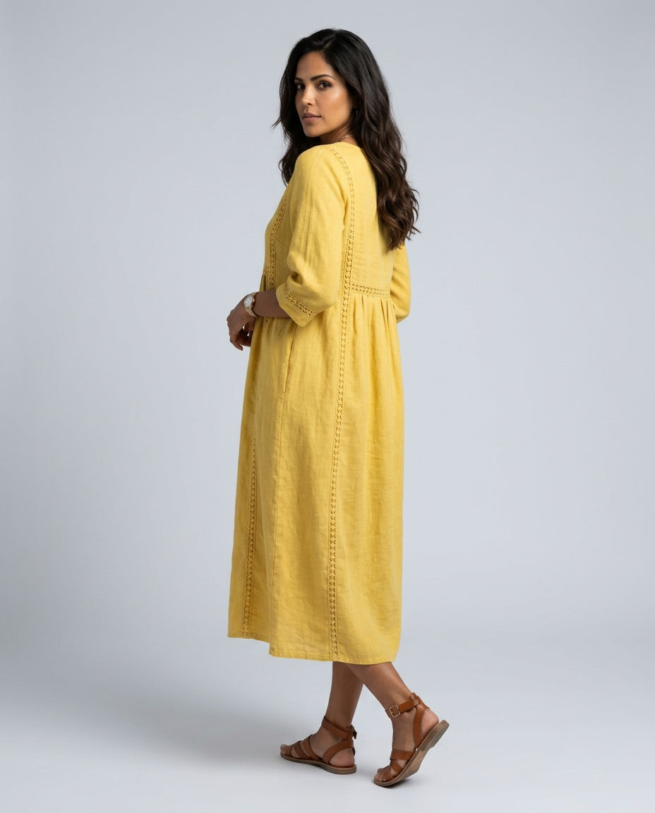 Martha | Patchwork Lace Trim Casual Maxi Dress