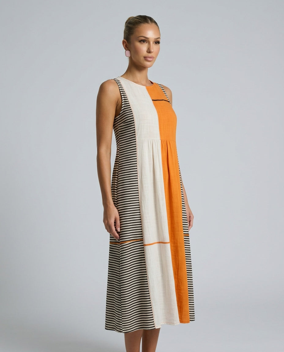 Anouk | Colour Block Stripe Midi Dress