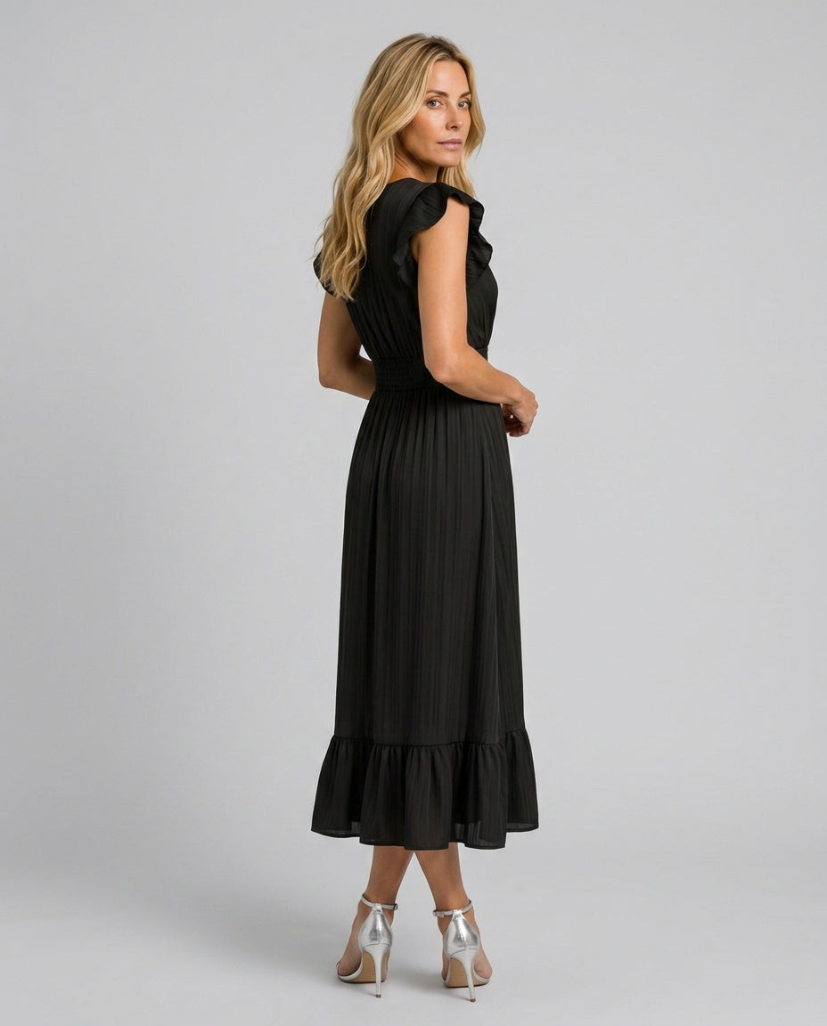 Clove | Ruffle Sleeve Smocked Waist Midi Dress
