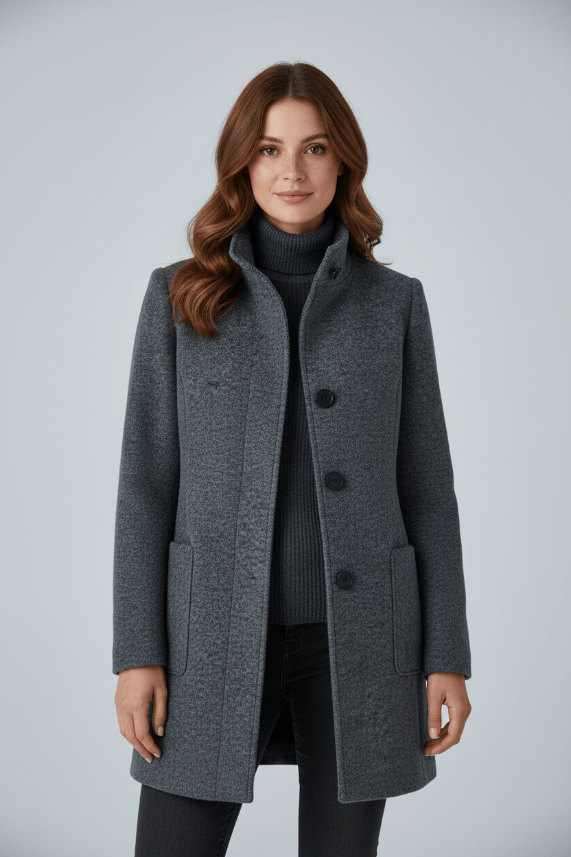 Hester | Tailored Wool-Blend Stand Collar Overcoat