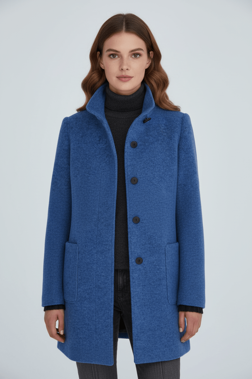 Hester | Tailored Wool-Blend Stand Collar Overcoat