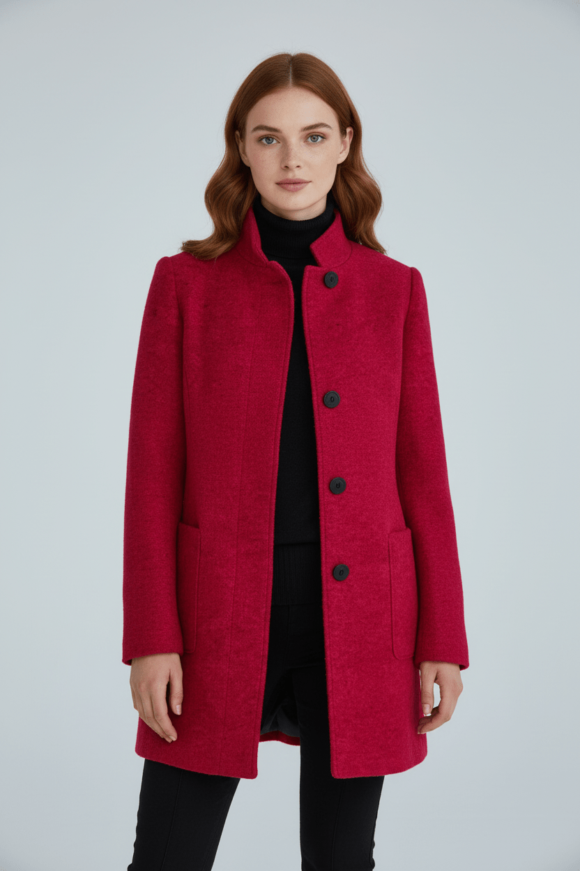 Hester | Tailored Wool-Blend Stand Collar Overcoat