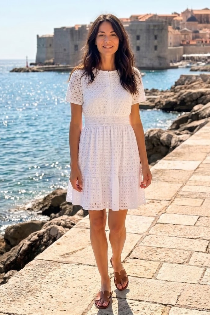 Anouk | Flutter Sleeve Eyelet Mini Dress