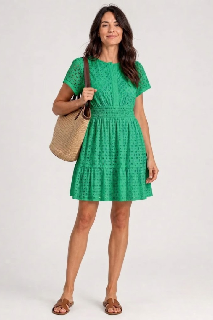 Anouk | Flutter Sleeve Eyelet Mini Dress