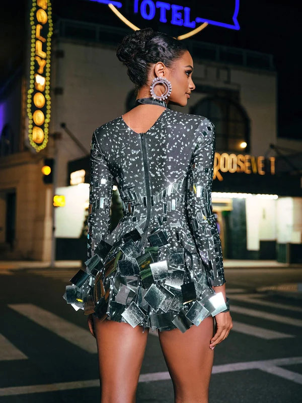Georgia | Long Sleeve Embellished Mini Dress