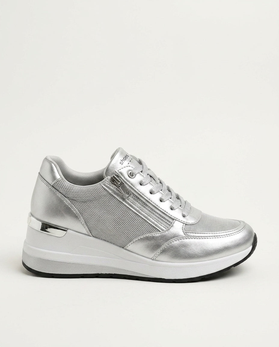 Kaia | Metallic Lace-Up Sneakers