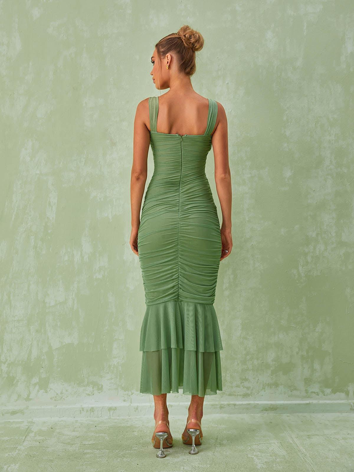 Esmée | Ruched Mesh Maxi Dress