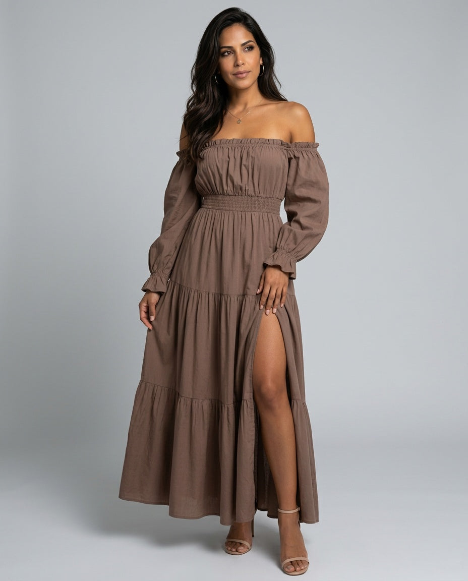 Sofia | Off-Shoulder Tiered Boho Maxi Dress