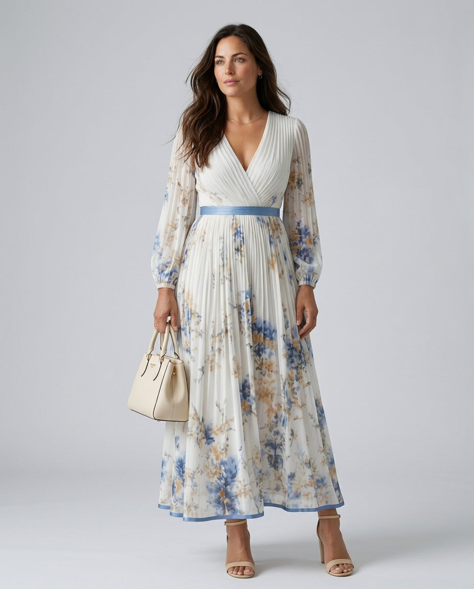 Anouk | Pleated Wrap Midi Dress
