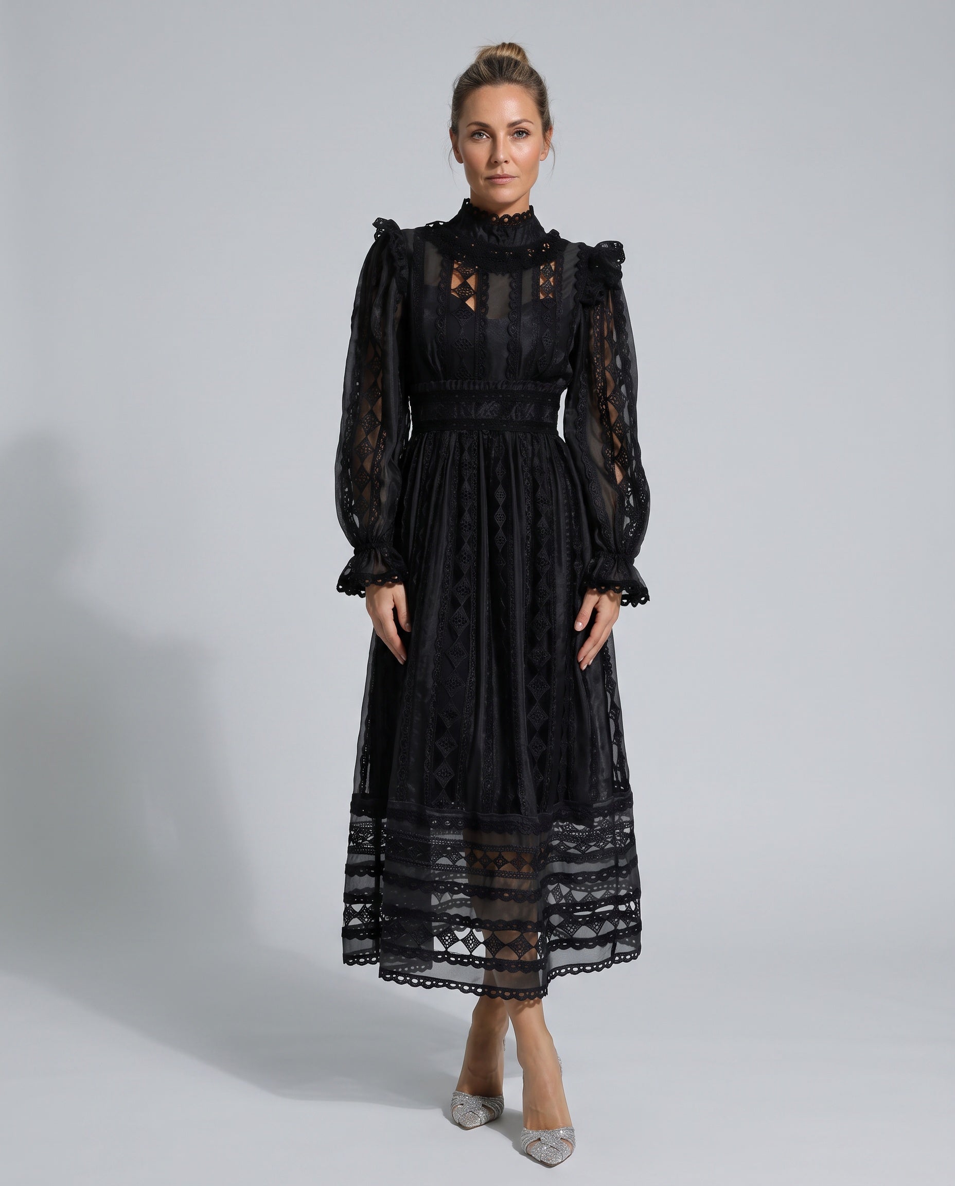 Mira | Long Sleeve Lace Midi Dress