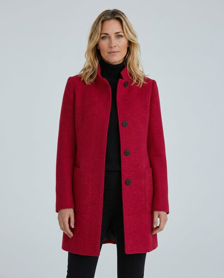 Hester | Tailored Wool-Blend Stand Collar Overcoat