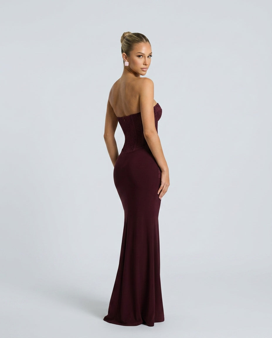 Ines | Off-Shoulder Strapless Black Tie Maxi Dress