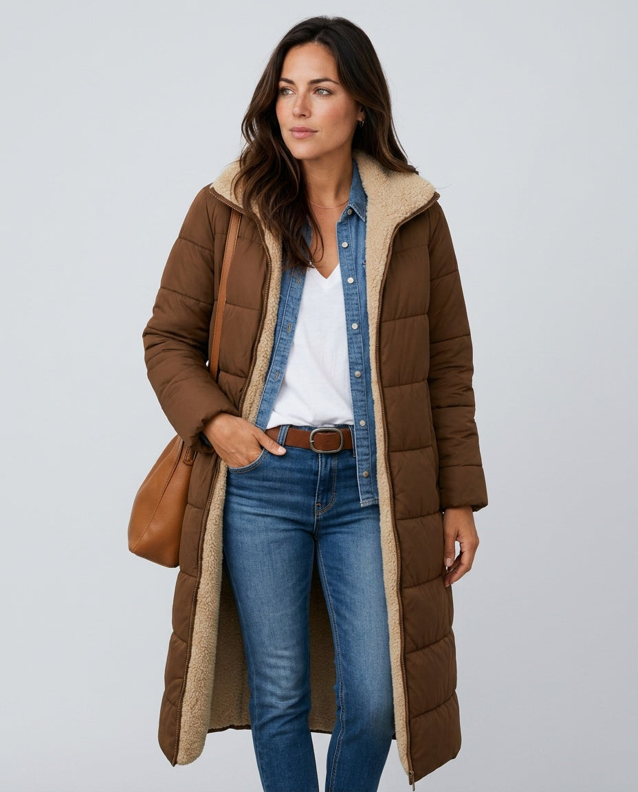 Mariana | Hooded Longline Quilted Puffer Coat
