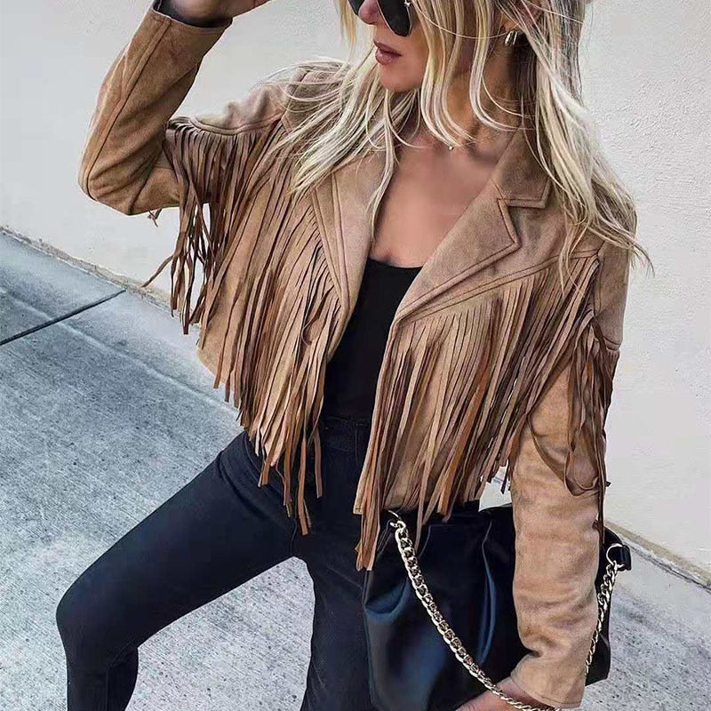 Hadley | Fringe Faux Suede Cropped Jacket