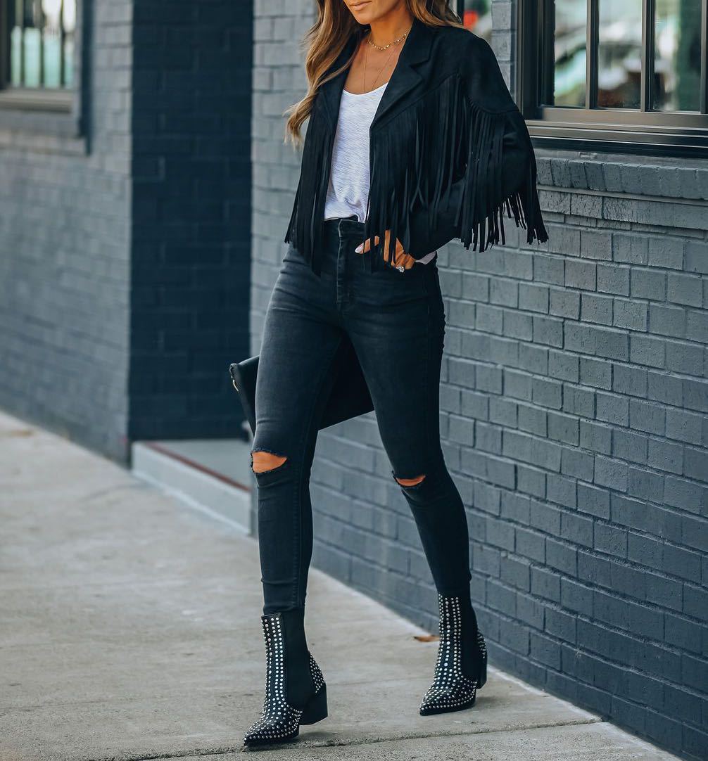Hadley | Fringe Faux Suede Cropped Jacket